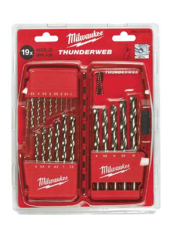 Zestaw wierteł do metalu 19 sztuk MILWAUKEE 4932352374 Thunderweb HSS-G