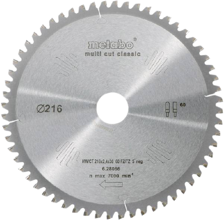 Tarcza tnąca Metabo HW/CT 216x30 60 FZ/TZ ujemny